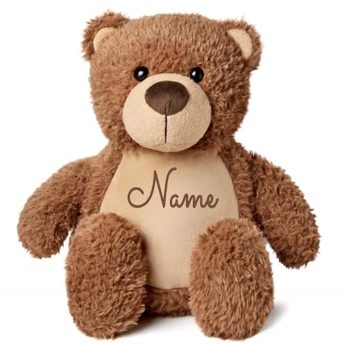 Elefantasie Stofftier Teddybär braun mit Name personalisiert Kuscheltier für Kinder Flauschiges Plüschtier 40cm Motiv Name von Elefantasie