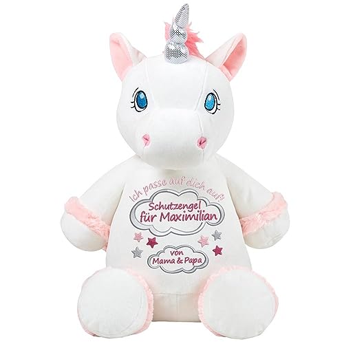 Elefantasie Stofftier mit Name Bestickt Kuscheltier Einhorn personalisiert Einhorn weiß Schutzengel von Elefantasie