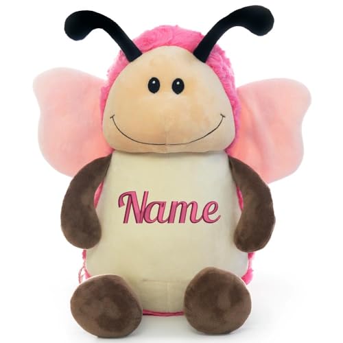 Elefantasie Stofftier mit Name Besticktes Kuscheltier Schmetterling Schmusetier personalisiert Name von Elefantasie