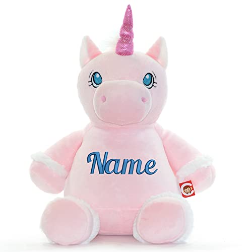 Elefantasie Stofftier mit Name Bestickt Kuscheltier Einhorn personalisiert Einhorn rosa Name von Elefantasie