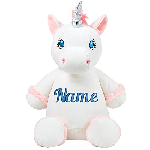 Elefantasie Stofftier mit Name Bestickt Kuscheltier Einhorn personalisiert Einhorn weiß Name von Elefantasie