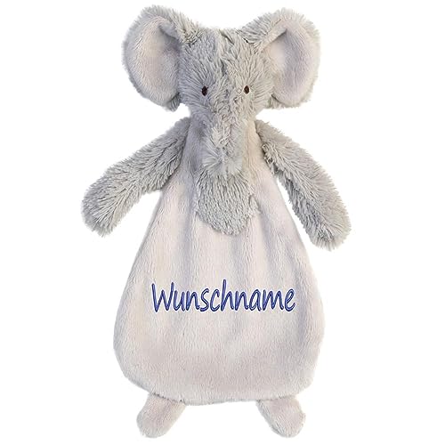 Schnuffeltuch mit Name Bestickt Kuscheltuch personalisiert Geschenk zur Geburt Elefant von Elefantasie