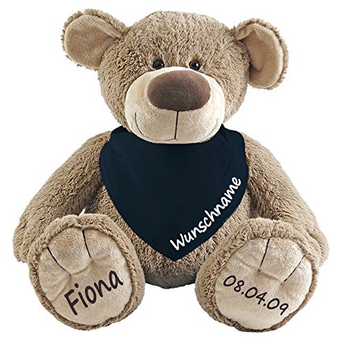 Elefantasie Stofftier Teddy Bär und Baby Halstuch im Set mit Namen personalisiert dunkelblau von Elefantasie