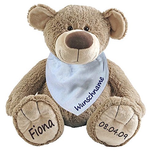 Elefantasie Stofftier Teddy Bär und Baby Halstuch im Set mit Namen personalisiert hellblau von Elefantasie