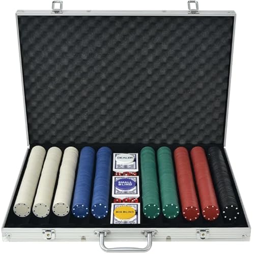 Eleganz Poker Set Aluminium: Pokerset inkl. 3X Pokerdecks, 6X Würfel, Dealer/Small Blind/Big Blind Button, Pokerspiel Alu Pokerkoffer mit 1000 Chips von Eleganz