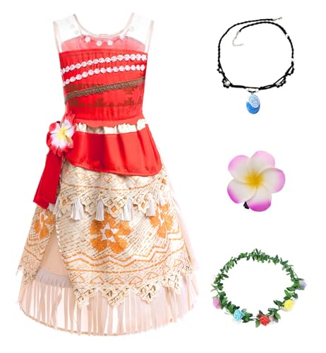 Eleganzeit Mädchen Vaiana Kostüm Moana Kleid Kinder Faschingskostüme für Karneval Weihnachten Geburtstag Cosplay Party von Eleganzeit