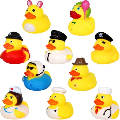 10 Stück Gummi Badeenten, Bunt Gummi Enten Schwimmer und Bade Enten niedlich Badeenten-Spielzeug für Baby-Dusche Preise Geburtstag Party Supplies Geschenke für Kinder Klassenzimmer Preise von Elektheim