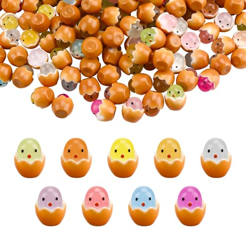 Elektheim 50 Stück Mini Küken Leuchtende Ei 3D Miniatur Figuren Eierschalenhuhn Mini Ente Eierschale Miniatur Harz Bird Ornaments Miniaturgarten Tierfiguren Baby Figures Office Desk Decor von Elektheim