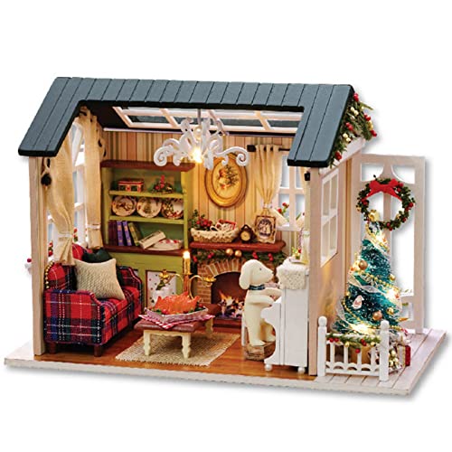 DIY Miniatur-Holzhaus, Miniatur-Möbel-Set, mit LED-Licht, Kindergeburtstag, Freunde, Liebhaber usw von Elelif