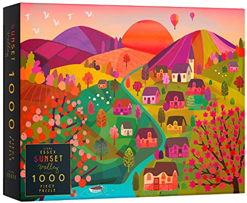 Elena Essex Puzzle - Sunset Valley/Puzzle 1000 Teile Erwachsene/Puzzle Erwachsene/Puzzle 1000 Teile/Puzzle 1000 / Landschaft Dorf Herbst Winter Puzzle/Puzzlegröße 70 x 50 cm von Elena Essex