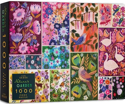 Elena Essex Puzzle 1000 Teile - Nature's Garden, Puzzel für Erwachsene, Puzzle Schwer, 1000 Teile, Buntes Tier Vogel Blumen Schmetterlings, Größe 70 x 50 cm von Elena Essex