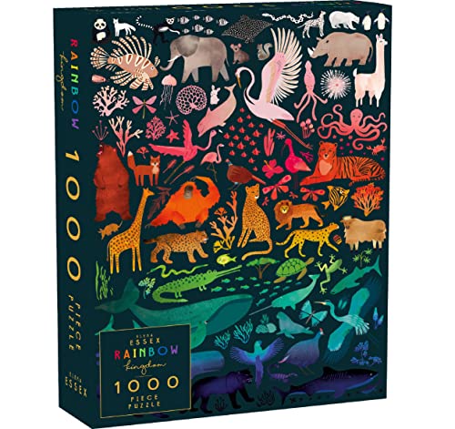 Elena Essex Puzzle 1000 Teile - Rainbow Kingdom/Puzzle für Erwachsene / 1000 Teile/Schwarz Pride Tier Farbverlauf/Puzzlegröße 70 x 50 cm von Elena Essex