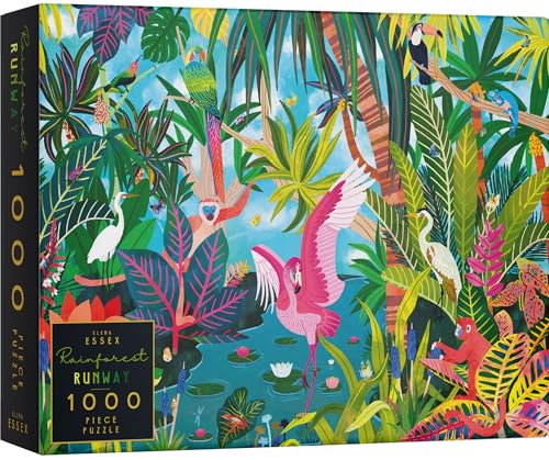 Elena Essex Puzzle 1000 Teile - Rainforest Runway/Puzzle für Erwachsene/Puzzle 1000 / Puzzle Schwarz/Tier Vogel Dschungel Flamingo Puzzle/Puzzlegröße 70 x 50 cm von Elena Essex