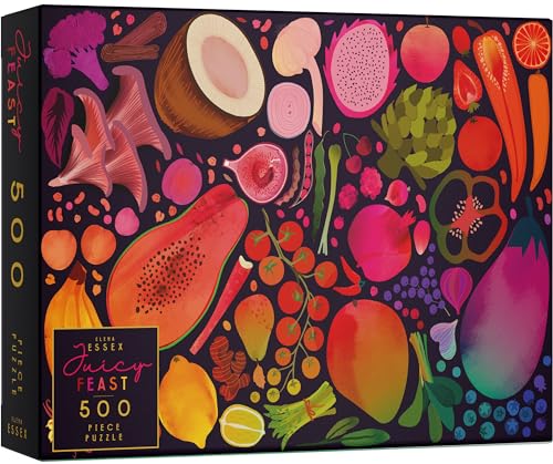 Elena Essex Puzzle 500 Teile mit dem Farbposter im A3-Format - Juicy Feast/Puzzle für Erwachsene/Puzzle Schwer/Frucht Pflanze Gemüse Puzzle/Puzzlegröße 61x46cm von Elena Essex