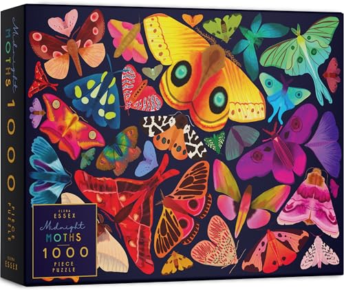 Elena Essex Puzzle - Midnight Moths/Puzzle Erwachsene/Puzzle 1000 Teile/Puzzle 1000 / Farbverlauf Schmetterlings Regenbogen Motten Puzzle/Puzzlegröße 70 x 50 cm von Elena Essex