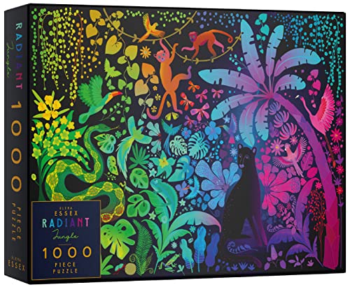 Elena Essex Puzzle - Radiant Jungle / 1000 Puzzle/Puzzle Erwachsene Anspruchsvoll/Puzzle Schwarz/Tier Vogel Regenbogen Farbverlauf Puzzle/Puzzlegröße 70 x 50 cm von Elena Essex