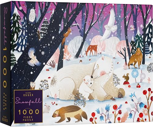 Elena Essex Puzzle - Schneefall | Weihnachtspuzzles 1000 Teile | Puzzles für Erwachsene 1000 Teile | Feiertage Schnee Eisbär Winter Tiere Puzzle | Größe 71.1x50.8 cm von Elena Essex