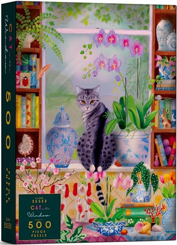 Elena Essex Puzzle 500 Teile mit dem Farbposter im A3-Format - Cat in The Window/Puzzle für Erwachsene/Einfaches Puzzle/Entspannendes Katzenpuzzle/Puzzlegröße 61x46cm von Elena Essex