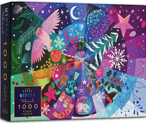 Elena Essex weihnachtspuzzle - Winter Wheel/Weihnachtspuzzle 1000 Teile/Puzzle 1000 Teile/Puzzle Weihnachten/Winter Weihnachten Familie Puzzle/Puzzlegröße 70 x 50 cm von Elena Essex