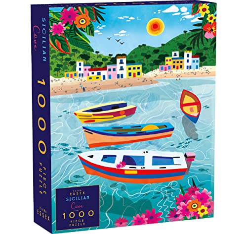 Elena Essex Puzzle 1000 Teile - Sicilian Cove/Puzzle 1000 / Puzzle für Erwachsene/Puzzel 1000 +/ Ferien Boot Italien Strand Meer Puzzle/Puzzlegröße 70 x 50 cm von Elena Essex