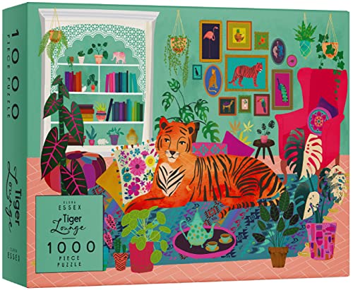 Elena Essex Puzzle - Tiger Lounge/Puzzle Erwachsene Anspruchsvoll / 1000 Puzzle/Puzzel/Katze Pflanzen Sukkulenten Puzzle/Puzzlegröße 70 x 50 cm von Elena Essex