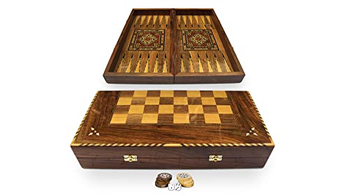 Elessar Neu 50 x 50 cm Holz Backgammon/Schachspiel/DAMA Brett K 6-1-50 mit 30 Holz Backgammon Steine von Elessar