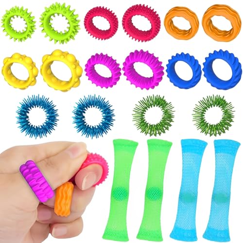 20 Stück Fidget Toys Set, 12 Anti Stress Ring 4 Akupressur Ring 4 Gewebter Netzschlauch, Skills Set, Sensorik Spielzeug, Anti Stress Spielzeug, für Anxiety ADHD Stresslinderung 20 Stück Fidget Toys Set, 12 Anti Stress Ring 4 Akupressur Ring 4 Gewebter Netzschlauch, Skills Set, Sensorik Spielzeug, Anti Stress Spielzeug, für Anxiety ADHD Stresslinderung von ElevaPulse