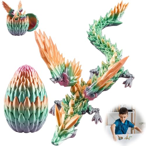 ElevaPulse 3D Drache im Ei - Beweglicher Drache mit Drachenei, Detailreiches 3D-gedrucktes Drachen Spielzeug für Kinder und Sammler von ElevaPulse