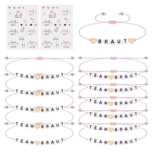 Jga Accessoires Frauen, 12 Pcs Jga Armbänder, Mit 2 Pcs Aufkleber Aus Roségold, Jungesellinnenabschied Frau Accessoires, Jga Deko, Team Bride Armbänder Für Dating, Hochzeit, Begleitgeschenk von ElevaPulse