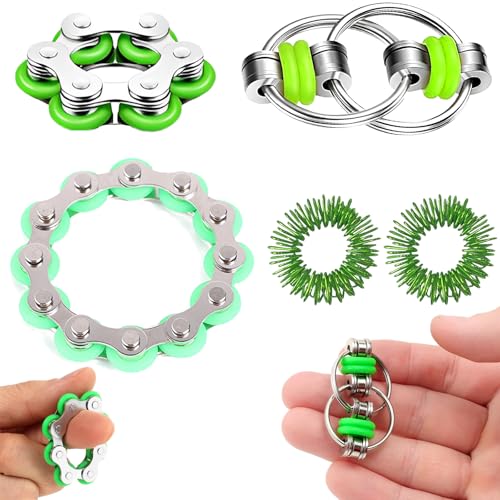 5 Stück Stressabbau Spielzeug Stressabbaukette Spielzeug Unendlicher Flip Chain Flippy Chain Game Set, Fidget Toys, Anti Stress Spielzeug, Zum Abbau Von Spannungen Und Stress, Akupressur Ring Set von ElevaPulse