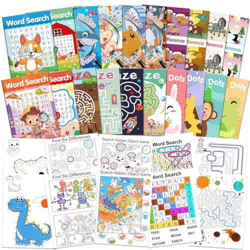 Elfew 20 Stück Aktivitätsbücher für Kinder Party Gefälligkeiten, Kleine Geschenke für Kinder, Mini-Aktvitätsbücher, inklusive Wortsuche, Labyrinth, Punkt-zu-Punkt und mehr für Kinder Party Zubehör von Elfew