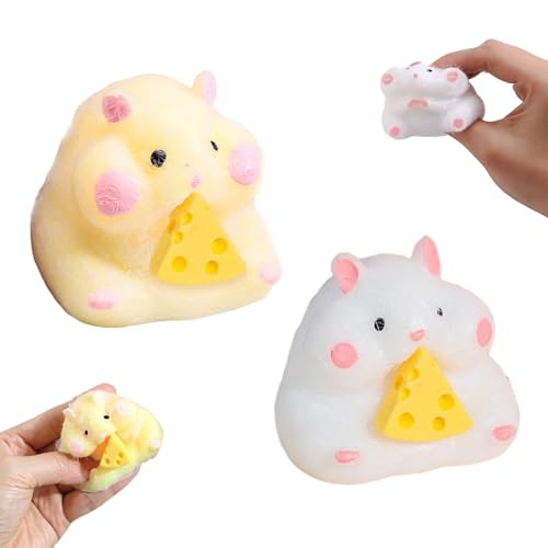 Elfinfi 2 Stück für Squishy Hamster, Süße Squeeze Toy, Umweltfreundliches Silikon für Squishy Toy, Squishy Fidget Toys Hamster für Squishy für Kinder ab 6 Jahren (Beige + Weiß) von Elfinfi