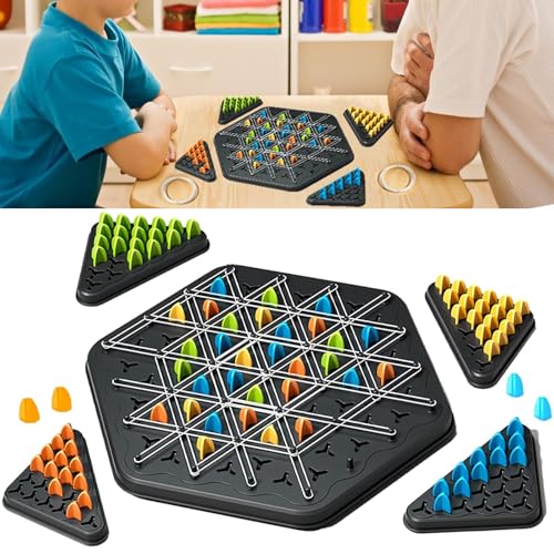 Elfinfi Triggle Spiel, Interessant Triggle, Ketten Dreieck Schachspiel, Triggle Spiel Gummibänder Geeignet für 2 Bis 4 Spieler, Triggle Game Tolles Partyspiel für Kinder und Erwachsene von Elfinfi