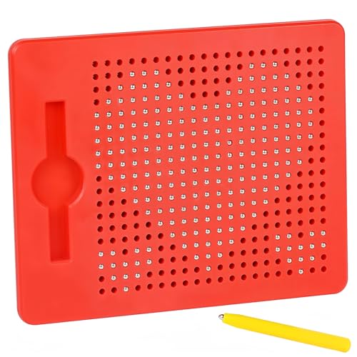 Magnettafel Kinder, Tragbar Magnetische Zeichentafel, Rot Magnetische Maltafel, Magnetspiele für Unterwegs Kleines Lernspielzeug für Kinder mit Magnetischer Stahlkugel, 17,5 cm × 21,5 cm × 1,2 cm von Elfinfi