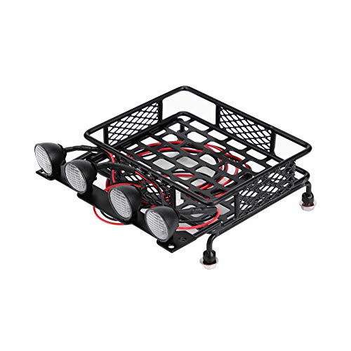 ElgnAura RC -Auto -Dächer -Rack, leichtes Dachregal Gepäckträger mit runden LED -Leuchten, die mit axialem SCX10 1/10 RC -Auto kompatibel sind (2 Weiß 2) von ElgnAura