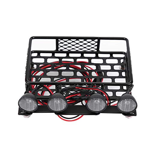 ElgnAura RC -Auto -Dächer -Rack, leichtes Dachregal Gepäckträger mit runden LED -Leuchten, die mit axialem SCX10 1/10 RC -Auto kompatibel sind (4 weiß) von ElgnAura