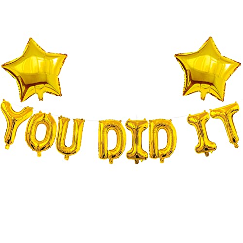 Elicola You Did It Ballon Banner Graduation Congratulations Banner mit Stern Folienballons Hintergrund für 2022 Partyzubehör von Elicola