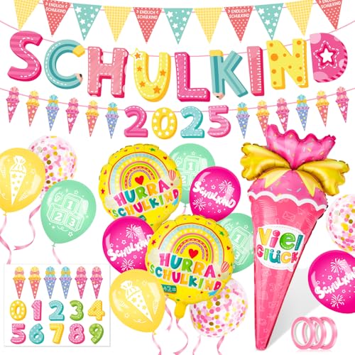 Elidepe Einschulung Mädchen, Einschulung Deko, Schulkind 2025 Mädchen Deko, Schulkind Schulanfang Deko, Schulkind & Zuckertüten Folienballon + Papierwimpel + Girlande + Zuckertüte ABC 123 Luftballons Elidepe Einschulung Mädchen, Einschulung Deko, Schulkind 2025 Mädchen Deko, Schulkind Schulanfang Deko, Schulkind & Zuckertüten Folienballon + Papierwimpel + Girlande + Zuckertüte ABC 123 Luftballons von Elidepe