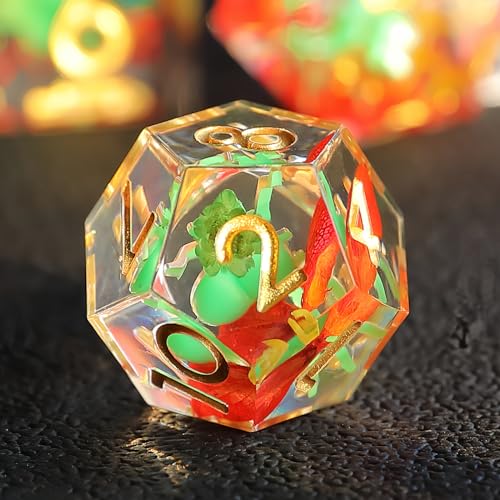 DND Würfel Set 7pcs Blume D4 D6 D8 D10 D% D12 D20 Handgefertigt Kunstharz Scharfkantige D&D Würfel für Dungeons und Dragons Pathfinder Rollenspiele Tischspiele RPG MTG Spiele mit Geschenkbox von Elifel