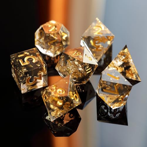 DND Würfel Set 7pcs D4 D6 D8 D10 D% D12 D20 Polyedrische Handgefertigt Kunstharz Scharfkantige D&D Würfel für Dungeons und Dragons Pathfinder Rollenspiele Tischspiele RPG MTG Spiele mit Geschenkbox von Elifel