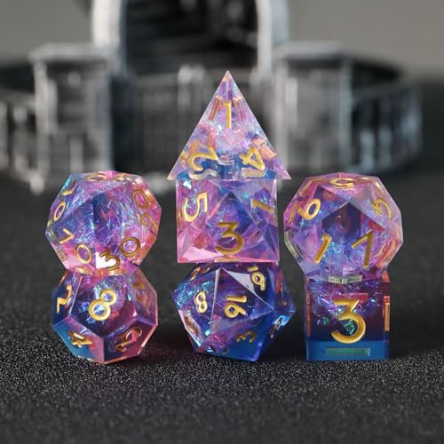 DND Würfel Set 7pcs Rot D4 D6 D8 D10 D% D12 D20 Handgefertigt Kunstharz Scharfkantige D&D Würfel für Dungeons und Dragons Pathfinder Rollenspiele Tischspiele RPG MTG Spiele mit Geschenkbox von Elifel