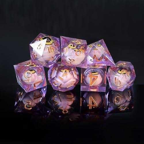 DND Würfel Set Drachenauge Polyedrische Harz Spielwürfel Scharfkantige D&D Rollenspiel-Würfel für Dungeons and Dragons RPG MTG Pathfinder D4 D6 D8 D10 D% D12 D20 mit Geschenkbox von Elifel