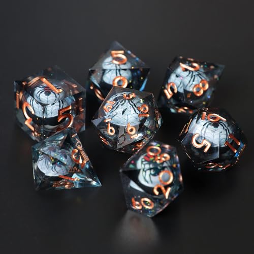 DND Würfel Set Drachenauge Polyedrische Harz Spielwürfel Scharfkantige D&D Rollenspiel-Würfel für Dungeons and Dragons RPG MTG Pathfinder D4 D6 D8 D10 D% D12 D20 mit Geschenkbox von Elifel