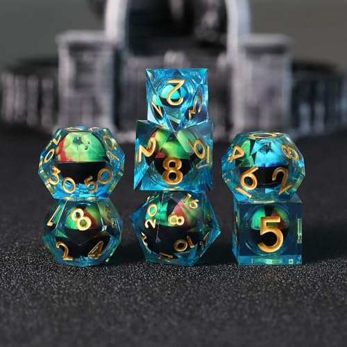 DND Würfel Set Drachenauge Polyedrische Harz Spielwürfel Scharfkantige D&D Rollenspiel-Würfel für Dungeons and Dragons RPG MTG Ttrpg Pathfinder Rollenspiel D20 D12 D10 D8 D6 D4 mit Geschenkbox von Elifel