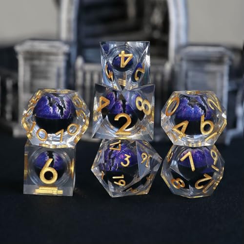 DND Würfel Set Drachenauge Polyedrische Harz Spielwürfel Scharfkantige D&D Rollenspiel-Würfel für Dungeons and Dragons RPG MTG Ttrpg Pathfinder Rollenspiel D20 D12 D10 D8 D6 D4 mit Geschenkbox von Elifel