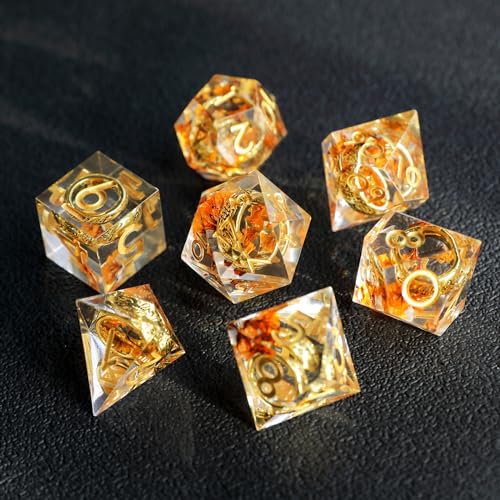 DND Würfel Set Herr der Ringe D4 D6 D8 D10 D% D12 D20 Handgefertigt Kunstharz Scharfkantige D&D Würfel für Dungeons und Dragons Pathfinder Rollenspiele Tischspiele RPG MTG Spiele mit Geschenkbox von Elifel