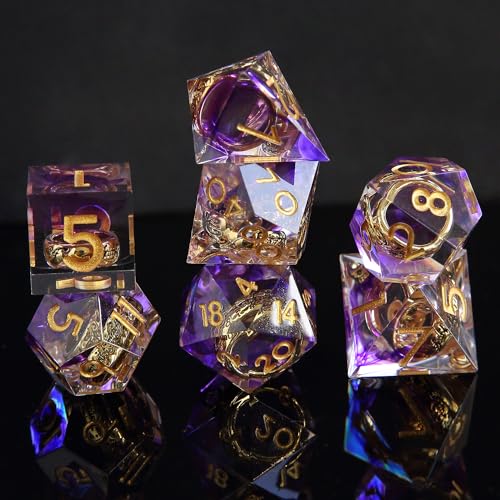 DND Würfel Set Herr der Ringe D4 D6 D8 D10 D% D12 D20 Handgefertigt Kunstharz Scharfkantige D&D Würfel für Dungeons und Dragons Pathfinder Rollenspiele Tischspiele RPG MTG Spiele mit Geschenkbox von Elifel