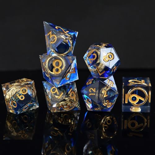 DND Würfel Set Herr der Ringe D4 D6 D8 D10 D% D12 D20 Handgefertigt Kunstharz Scharfkantige D&D Würfel für Dungeons und Dragons Pathfinder Rollenspiele Tischspiele RPG MTG Spiele mit Geschenkbox von Elifel