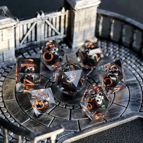 DND Würfel Set Schädel Augapfel Polyedrische Harz Spielwürfel Scharfkantige D&D Rollenspiel-Würfel für Dungeons and Dragons RPG MTG Ttrpg Pathfinder Rollenspiel D20 D12 D10 D8 D6 D4 mit Geschenkbox von Elifel