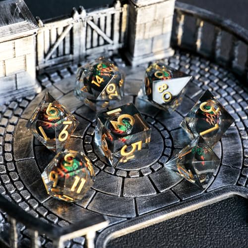 DND Würfel Set Schädel Augapfel Polyedrische Harz Spielwürfel Scharfkantige D&D Rollenspiel-Würfel für Dungeons and Dragons RPG MTG Ttrpg Pathfinder Rollenspiel D20 D12 D10 D8 D6 D4 mit Geschenkbox von Elifel